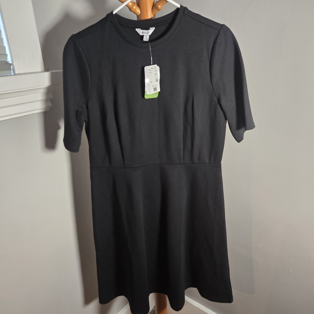 BNWT M Reitmans Ecocosy Black Mini Dress Ethical Cozy Thick New